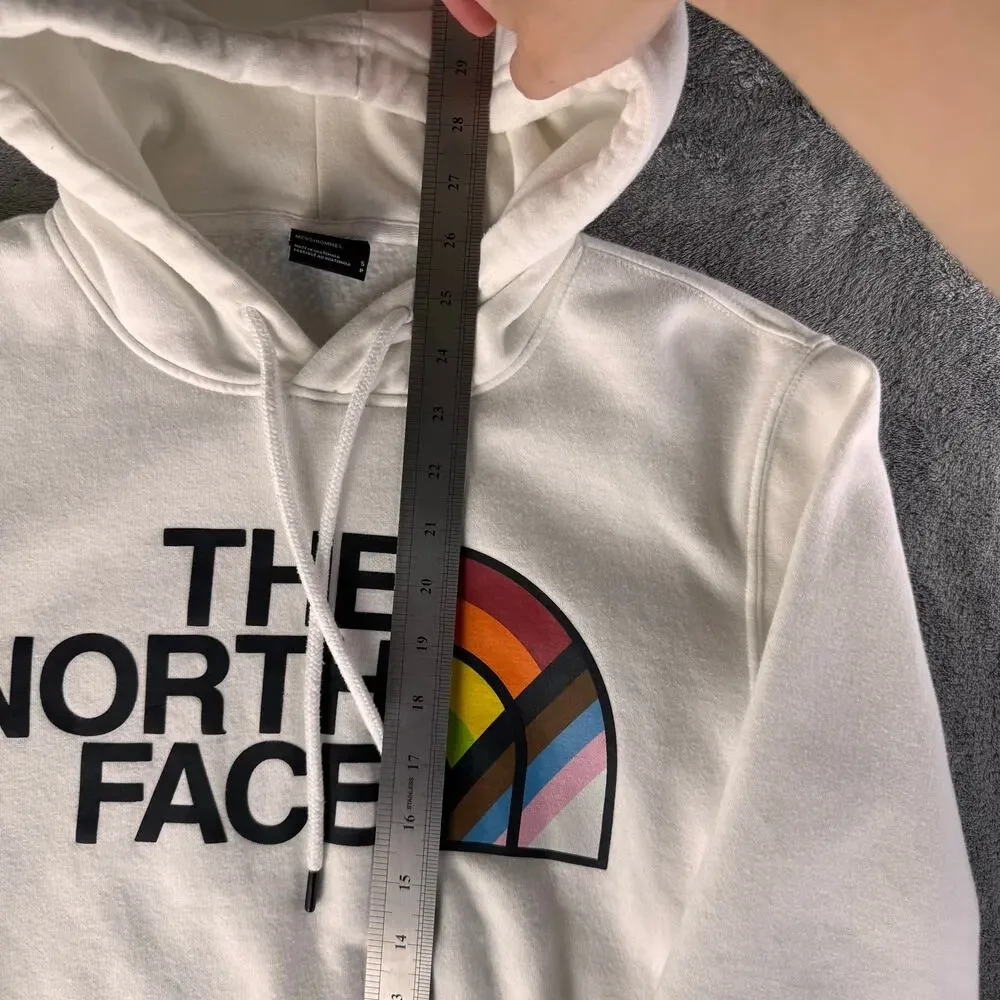 the north face mens pride rainbow logo white pullover hoodie sweatshirt